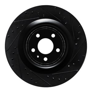 Porsche Macan Brake Rotor (1) - Rear Right - R1 Concepts - Drilled & Slotted - Black - `15-`18